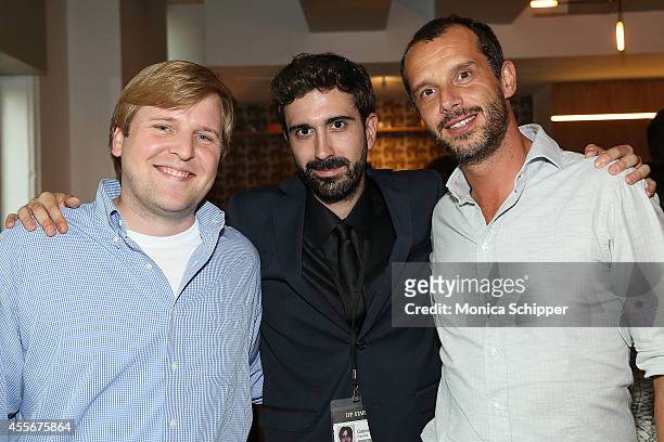 Ryan Watt, Gabriele Capolino and Mattei Servente attend the Getty Images Closing Night party of Independent Film Week 2014 at the Made in NY Media...