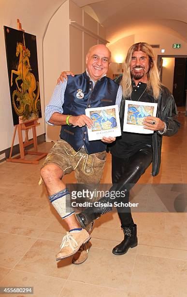 Axel Munz and Abi Ofarim attend the Exhibition Opening of Mauro Bergonzoli at Bayerisches Nationalmuseum on September 18, 2014 in Munich, Germany.