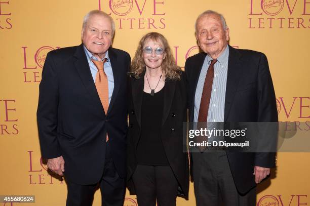 Actors Brian Dennehy, Mia Farrow, and playwright A. R. Gurney attend "Love Letters" Broadway Opening Night after party at Brasserie 8 1/2 on...