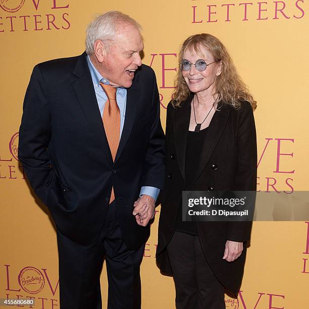 Actors Brian Dennehy and Mia Farrow attend "Love Letters" Broadway Opening Night after party at Brasserie 8 1/2 on September 18, 2014 in New York...