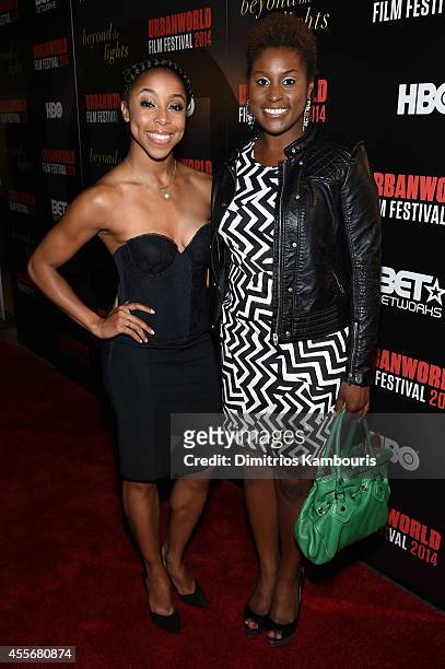 Actress Brittany Perry-Russell and producer Issa Rae attend BEYOND THE LIGHTS opening The Urbanworld Film Festival at SVA Theater on September 18,...