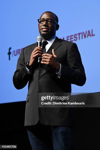 Founder of Urbanworld Film Festival Stacy Spikes speaks onstage at BEYOND THE LIGHTS opening The Urbanworld Film Festival at SVA Theater on September...