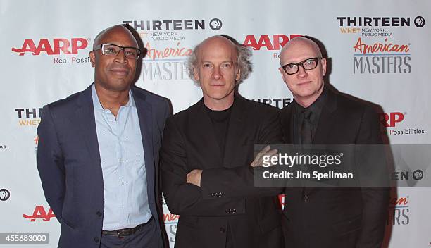 Producer Tommy Walker, director/photographer Timothy Greenfield-Sanders and producer Chad Thompson attend the "American Masters: The Boomer List" New...