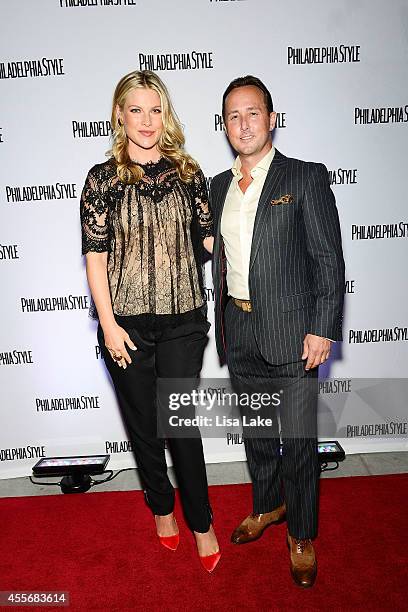 Actress Ali Larter and Publisher of Philadelphia Style Magazine John Colabelli pose on the red carpet during Philadelphia Style Magazine Cover Event...