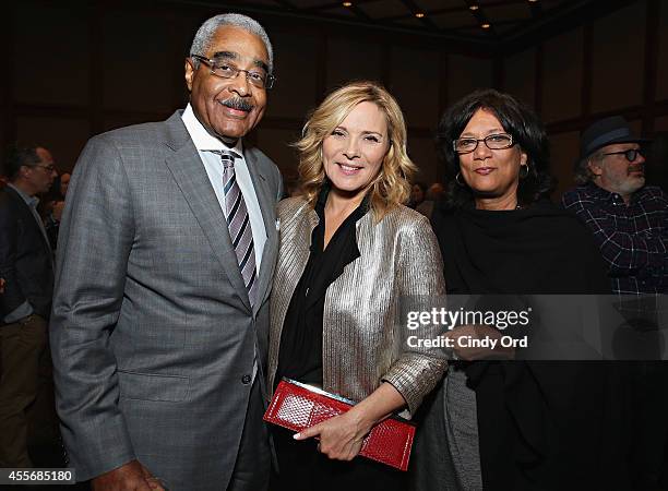 Former CEO of AARP A. Barry Rand, actress Kim Cattrall and Donna Rand attend American Masters; The Boomer List NYC Premiere on September 18, 2014 in...