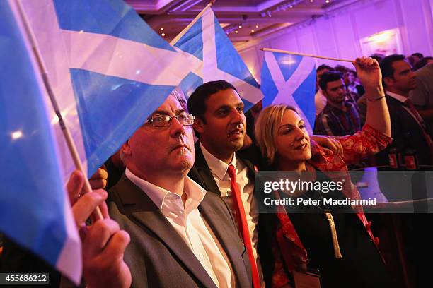 Better Together' supporters celebrate the result of the Scottish referendum on independence at the campaign Headquarters at the Marriott Hotel on...