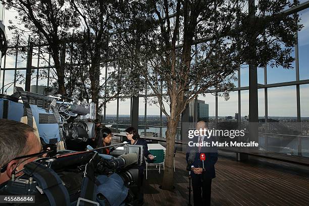 World Bank Group President Jim Yong Kim speaks to the media at Bloomberg on September 19, 2014 in Sydney, Australia. Jim Yong Kim is visiting...