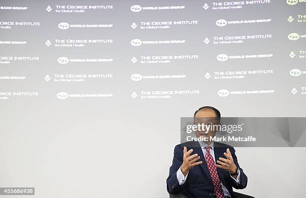 World Bank Group President Jim Yong Kim answers questions from the audience at Bloomberg on September 19, 2014 in Sydney, Australia. Jim Yong Kim is...