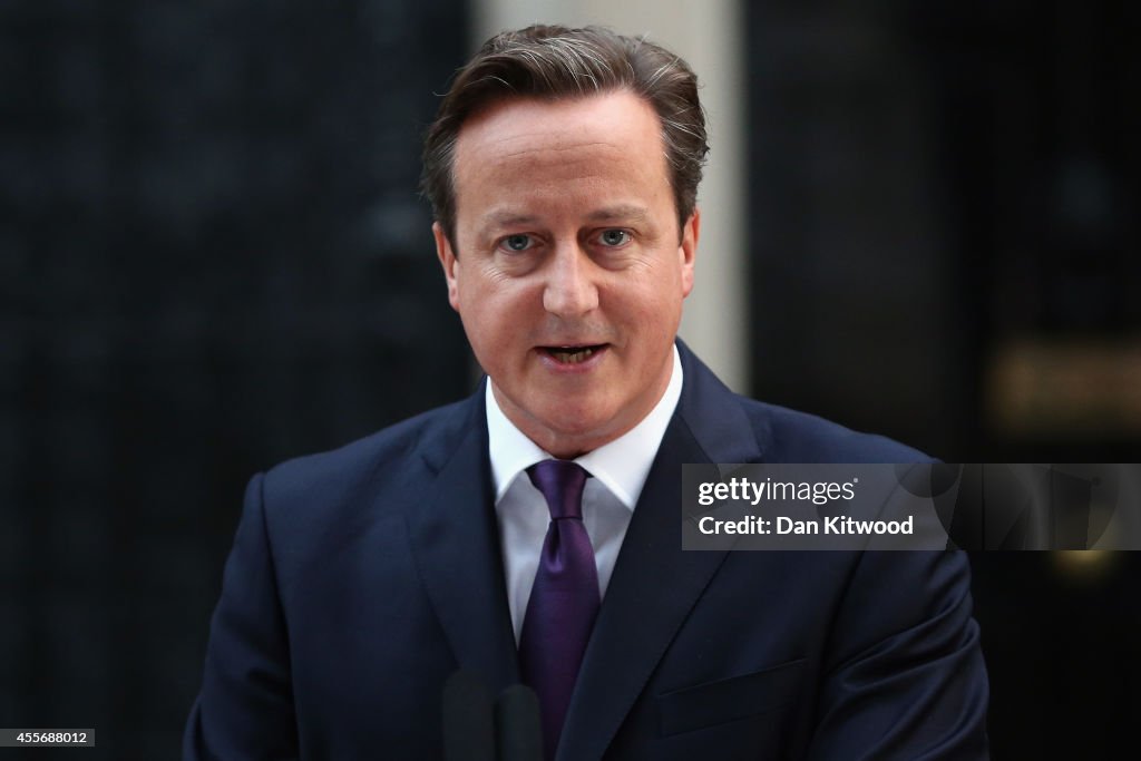 Prime Minister David Cameron Reacts To The Scottish Referendum Decision