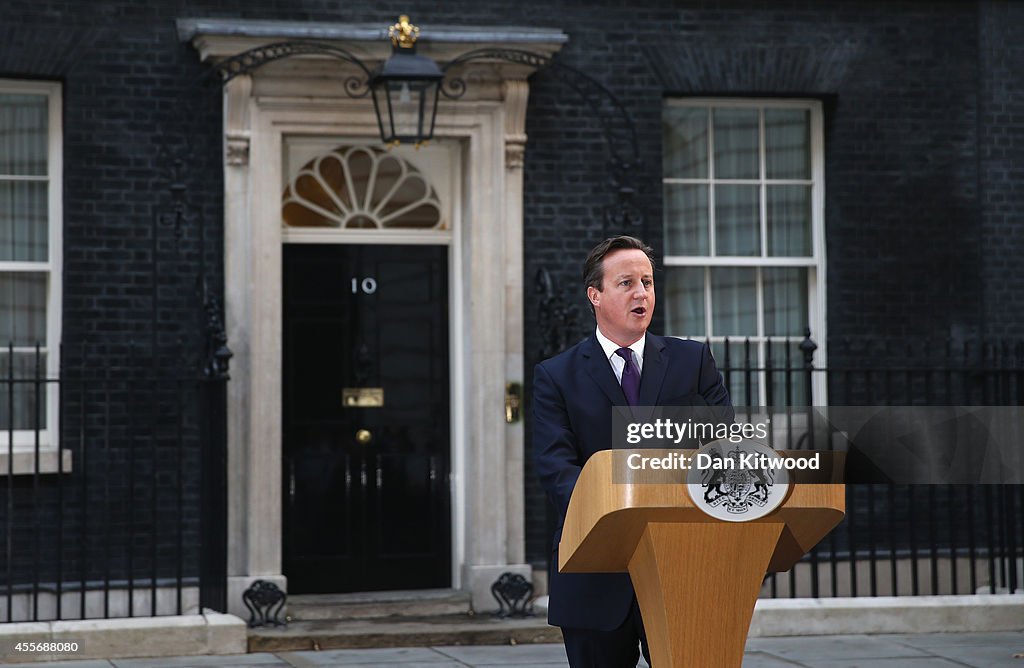 Prime Minister David Cameron Reacts To The Scottish Referendum Decision