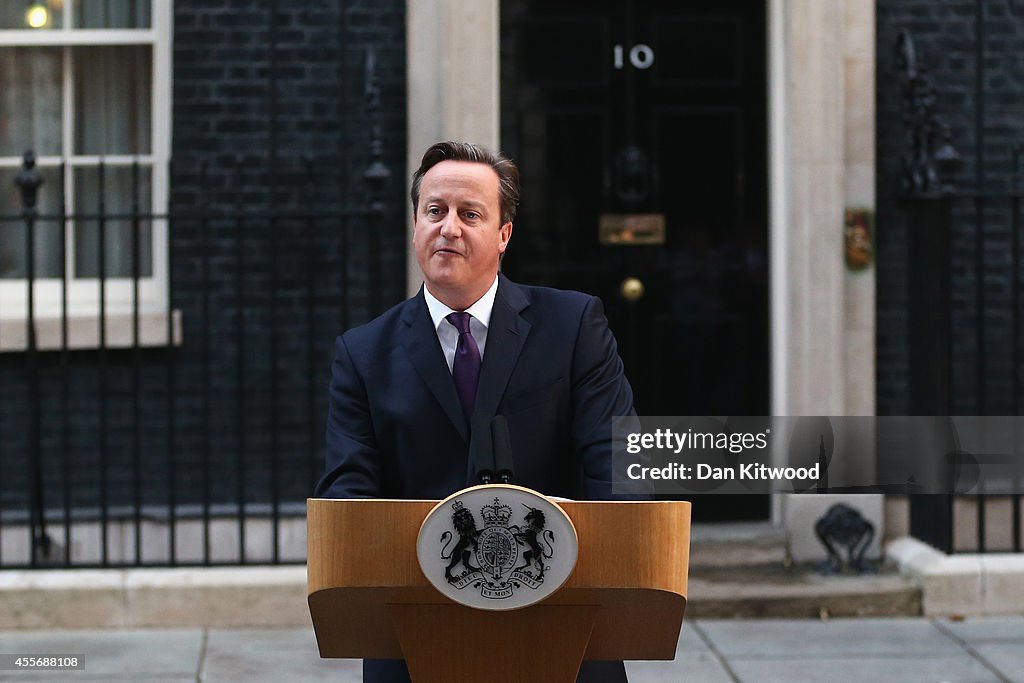 Prime Minister David Cameron Reacts To The Scottish Referendum Decision