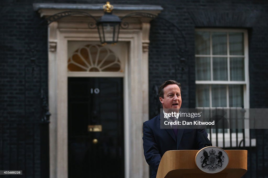 Prime Minister David Cameron Reacts To The Scottish Referendum Decision