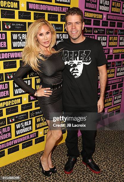 Tess Broussard and Perez Hilton attend a private art exhibition of Hollywood's favorite Pop Culture artist Sham Ibrahim on September 18 in Hollywood,...