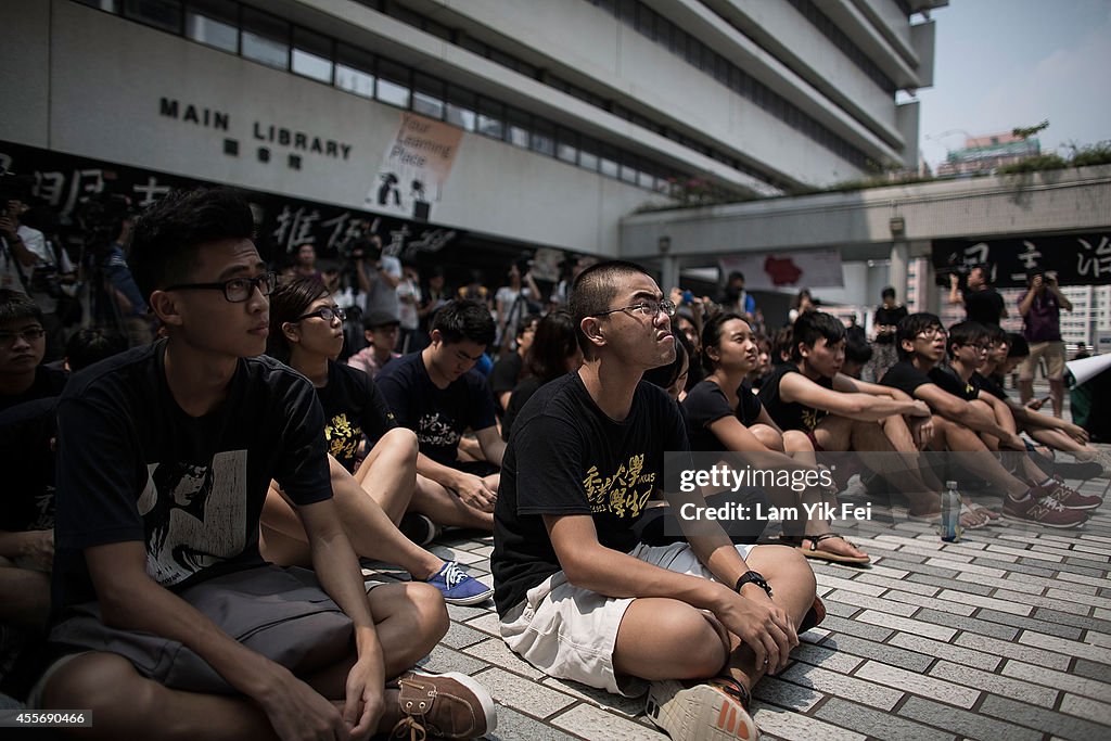 Hong Kong Students Gather In Protest Against Beijing's Ruling On Leadership Post
