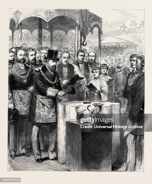 The Prince Of Wales Laying The Corner Stone Of Truro Cathedral, 'May The Good Seed Of His Word, Sown Here In The Hearts Of Men, Take Root, And Bring...