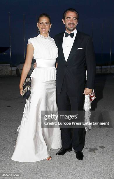 Prince Nikolaos of Greece and Princess Tatiana of Greece attend private dinner to celebrate the Golden Wedding Anniversary of King Constantine II and...