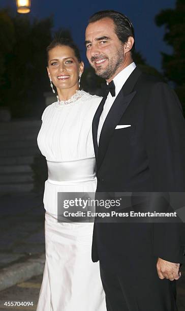 Prince Nikolaos of Greece and Princess Tatiana of Greece attend private dinner to celebrate the Golden Wedding Anniversary of King Constantine II and...