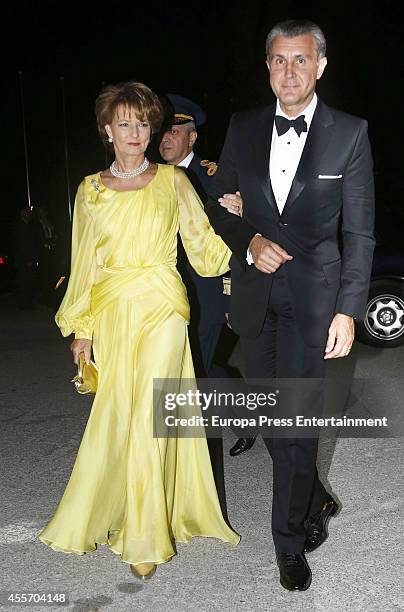 Guests attend private dinner to celebrate the Golden Wedding Anniversary of King Constantine II and Queen Anne Marie of Greece at Yacht Club on...