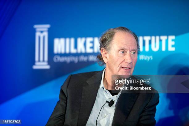 David Bonderman, founding partner of TPG Capital, speaks at the Milken Institute Asia Summit in Singapore, on Friday, Sept. 19, 2014. Chief executive...