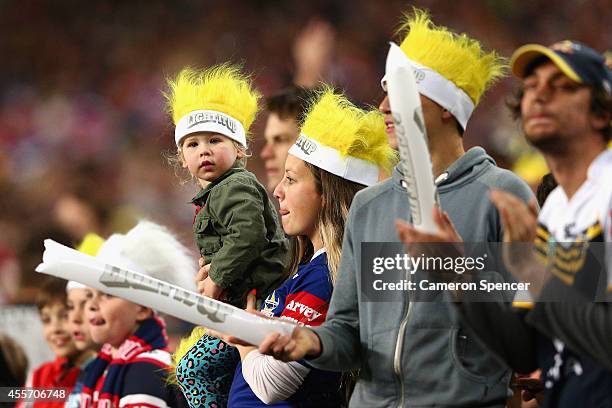 Cowboys fan shows her colours during the 1st NRL Semi Final match between the Sydney Roosters and the North Queensland Cowboys at Allianz Stadium on...