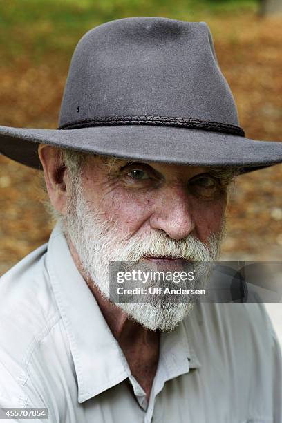 Canadian writer Graeme Gibson poses while attending book fair America on September 14, 2014 in Vincennes, France.