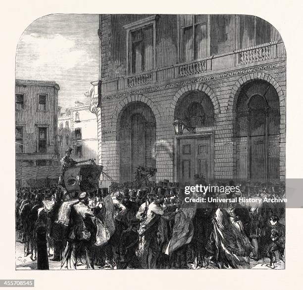 Black Friday, The Monetary Panic In The City: Scene In Lombard Street, 11 May, Uk, 1866.