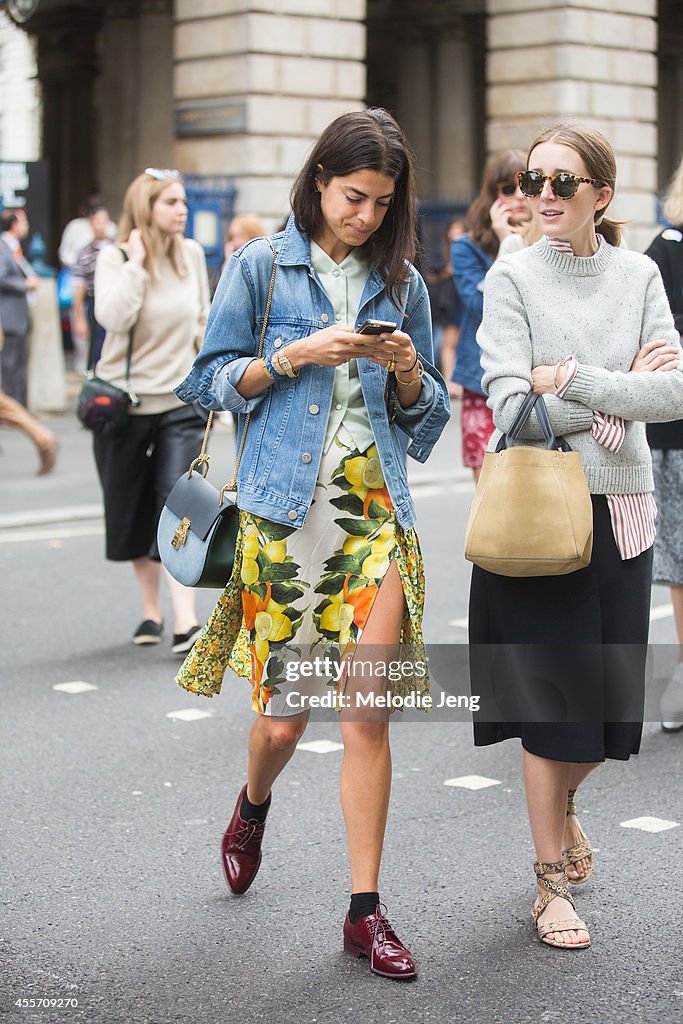 Blogger Leandra Medine wears an Acne jacket, Stella McCartney skirt ...