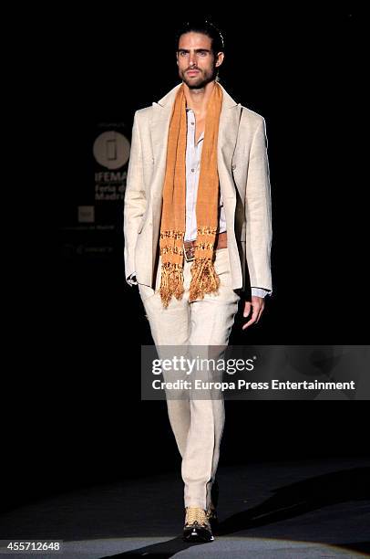 Model showcases designs by Roberto Verino on the runway during Mercedes Benz Fashion Week Madrid Spring/Summer 2015 at Ifema on September 12, 2014 in...