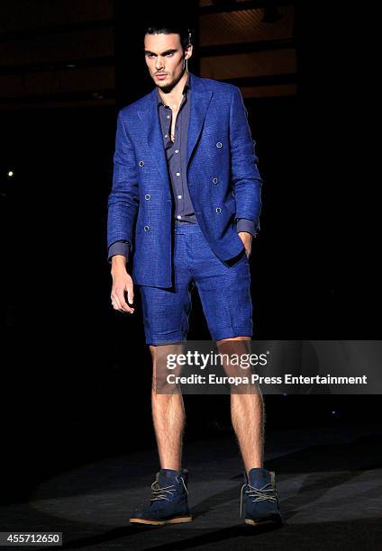 Model showcases designs by Roberto Verino on the runway during Mercedes Benz Fashion Week Madrid Spring/Summer 2015 at Ifema on September 12, 2014 in...