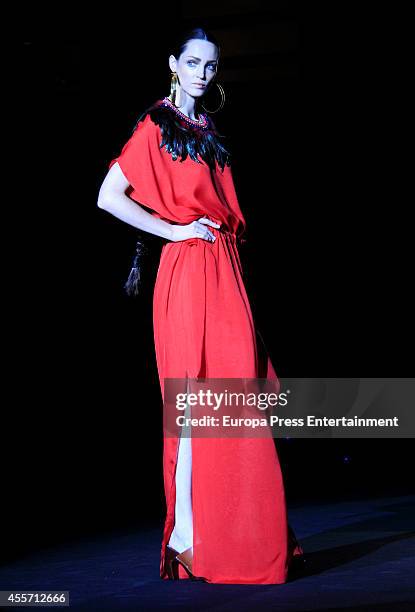 Model showcases designs by Roberto Verino on the runway during Mercedes Benz Fashion Week Madrid Spring/Summer 2015 at Ifema on September 12, 2014 in...