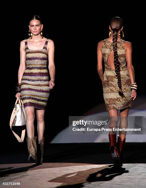 Model showcases designs by Roberto Verino on the runway during Mercedes Benz Fashion Week Madrid Spring/Summer 2015 at Ifema on September 12, 2014 in...