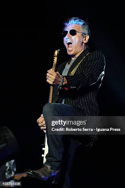 Italian author and musician Luciano Ligabue performs his concert "Mondovisione Tour" at Dall'Ara Stadium on September 16, 2014 in Bologna, Italy.