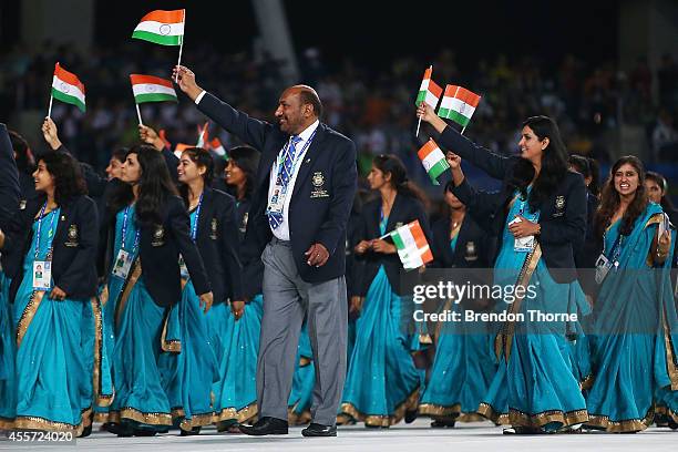 Athletes from India arrive during the Opening Ceremony ahead of the 2014 Asian Games at Incheon Asiad Main Stadium on September 19, 2014 in Incheon,...