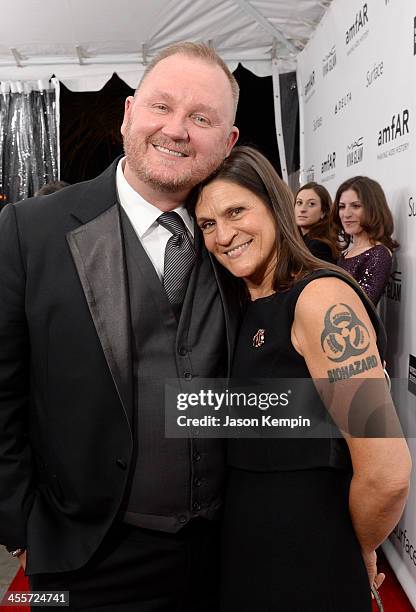 AmfAR CEO Kevin Robert Frost and Honoree Aileen Getty attend the 2013 amfAR Inspiration Gala Los Angeles presented by MAC Viva Glam at Milk Studios...