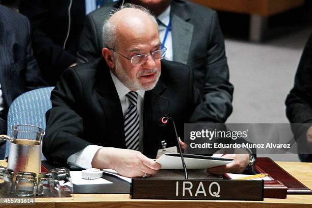 Iraqi Foreign Minister Ibrahim al-Jaafari addresses to the United Nations Security Council during a meeting on the situation concerning Iraq on...