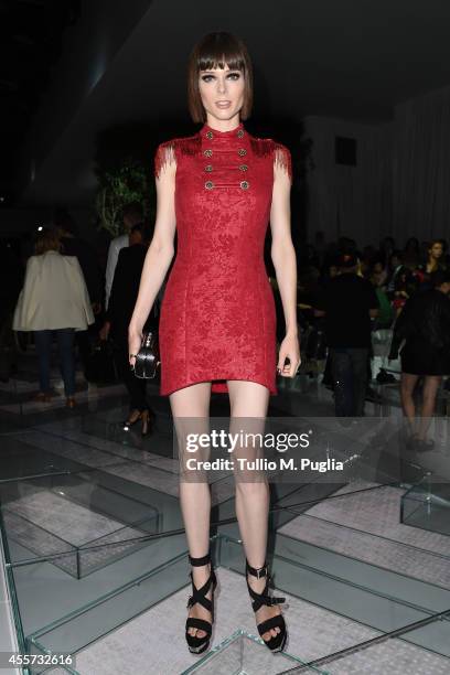 Coco Rocha attends the Versace show during the Milan Fashion Week Womenswear Spring/Summer 2015 on September 19, 2014 in Milan, Italy.