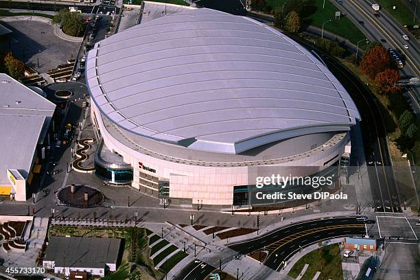 An aerial view of the Rose Garden circa 1996 at the Rose Garden in Portland, Oregon. NOTE TO USER: User expressly acknowledges and agrees that, by...