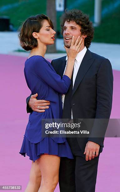 Actor Francesco Montanari and Andrea Delogu attend Roma Fiction Fest 2014 Closing Ceremony Pink Carpet at Auditorium Parco Della Musica on September...