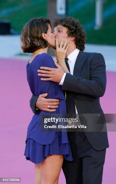 Actor Francesco Montanari and Andrea Delogu attend Roma Fiction Fest 2014 Closing Ceremony Pink Carpet at Auditorium Parco Della Musica on September...