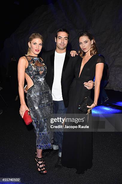 Hofit Golan, Mohammed Al Turki and Liliana Nova attend Philipp Plein Fashion Show during Milan Fashion Week Womenswear Spring/Summer 2015 on...