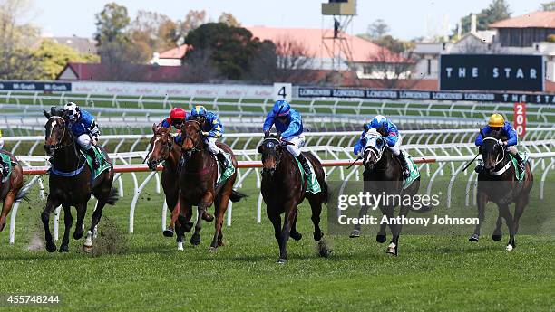 Kerrin McEvoy rides Malice during George Main Stakes Day at Royal Randwick Racecourse on September 20, 2014 in Sydney, Australia.
