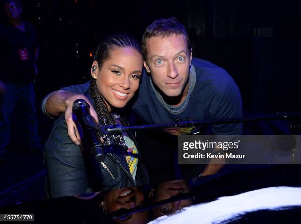 Recording artists Alicia Keys and Chris Martin attend the 2014 iHeartRadio Music Festival at the MGM Grand Garden Arena on September 19, 2014 in Las...