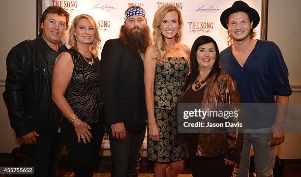 Al and Lisa Robertson, Willie and Korie Robertson and Kay Robertson arrive at "The Song" Movie premier at Franklin Theatre on September 19, 2014 in...