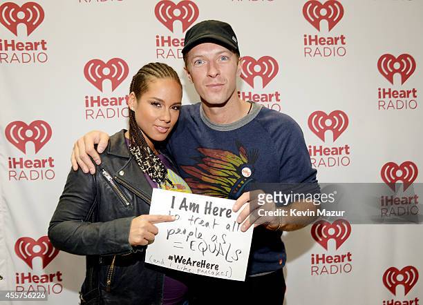 Recording artists Alicia Keys and Chris Martin attend the 2014 iHeartRadio Music Festival at the MGM Grand Garden Arena on September 19, 2014 in Las...