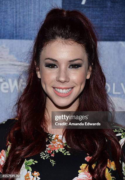 Actress Jillian Rose Reed arrives at the People StyleWatch 4th Annual Denim Awards Issue party at The Line on September 18, 2014 in Los Angeles,...