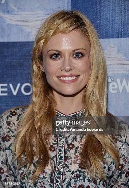 Actress Claire Coffee arrives at the People StyleWatch 4th Annual Denim Awards Issue party at The Line on September 18, 2014 in Los Angeles,...