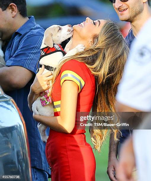 Sarah Hyland is seen on the set of 'Modern Family' on September 19, 2014 in Los Angeles, California.