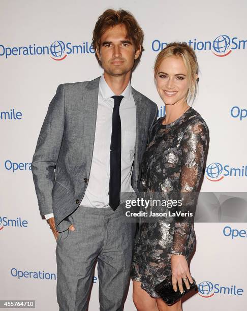 Actress Emily Wickersham and husband Blake Hanley attend the 2014 Operation Smile gala at the Beverly Wilshire Four Seasons Hotel on September 19,...