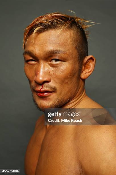 Kiichi Kunimoto poses for a photo backstage during the UFC Fight Night event inside the Saitama Arena on September 20, 2014 in Saitama, Japan.