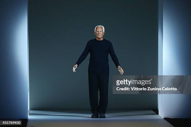 Giorgio Armani the runway during the Giorgio Armani - Show as part of Milan Fashion Week Womenswear Spring/Summer 2015 on September 20, 2014 in...